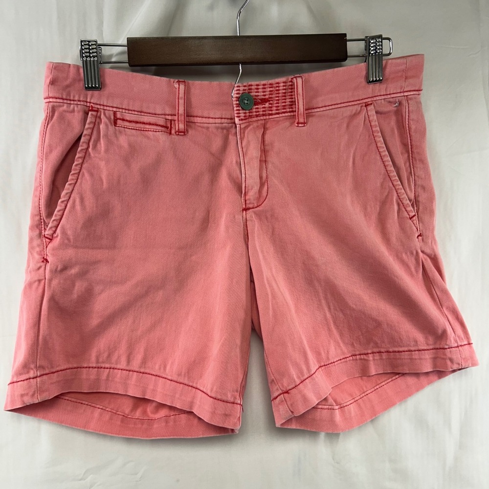 Pilcro and the Letterpress Hyphen Shorts Womens 26 Coral Pink Stretch Cotton